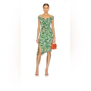 Diane Von Furstenberg Asymmetrical Green and White Dress